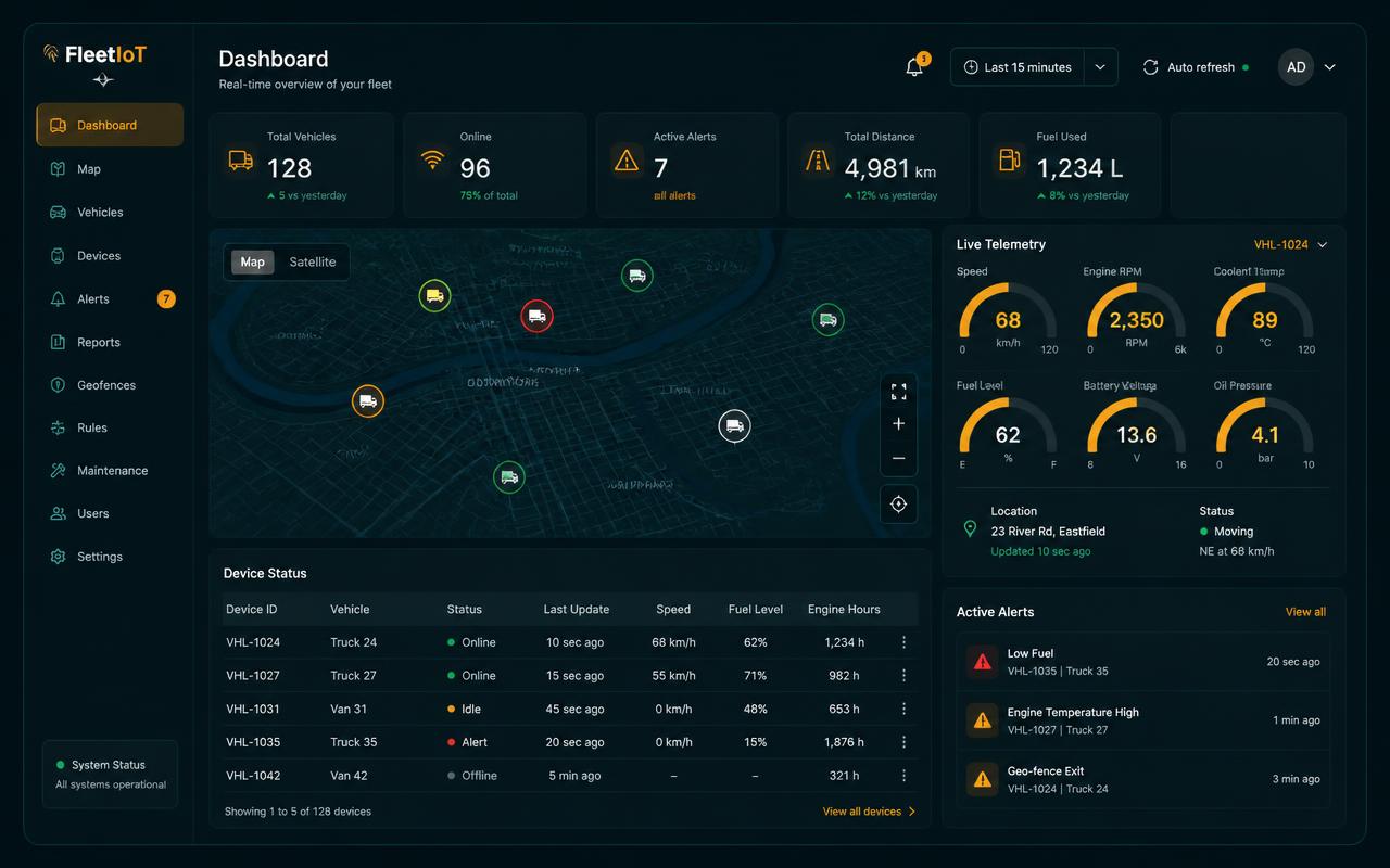 Fleet telemetry platform for Kestrel Haulage — 2024